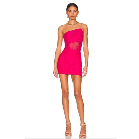 superdown Jerica Mesh Mini Dress in Hot Pink Size S - Picture 1 of 6